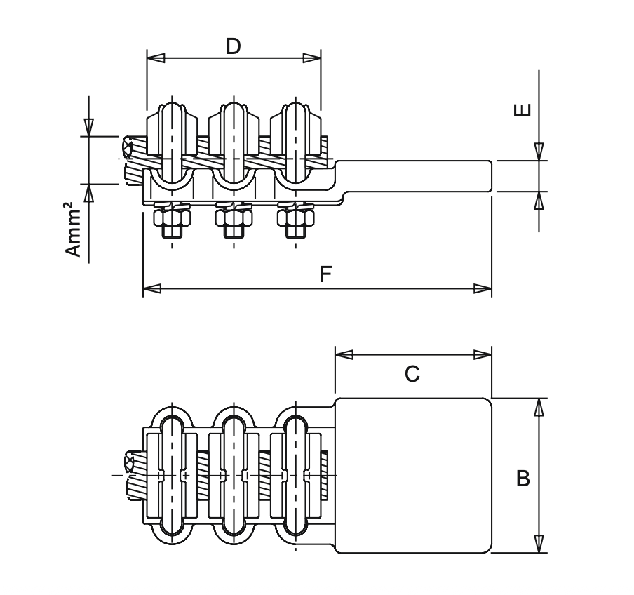 Straight Connector for AI Conductor to AI Flatbar