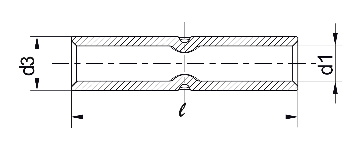 Non Tension Compression Connector to DIN 46267, Part 1 Specifications drawing