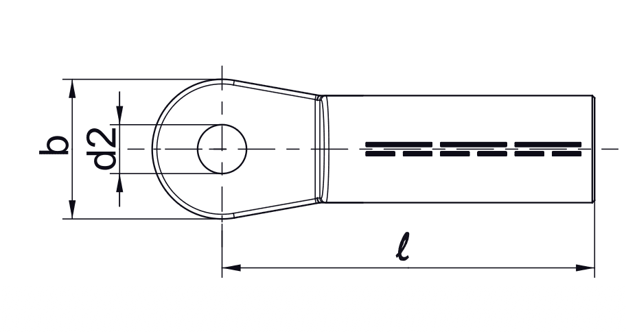 Aluminium Cable Lugs to DIN 46329 — Longitudinal Sealed Palm Barrier Design Specifications drawing
