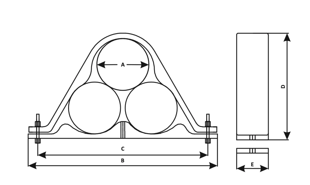 Aluminium Trefoil Cable Cleat | For Trefoil Cable Formation Specifications drawing