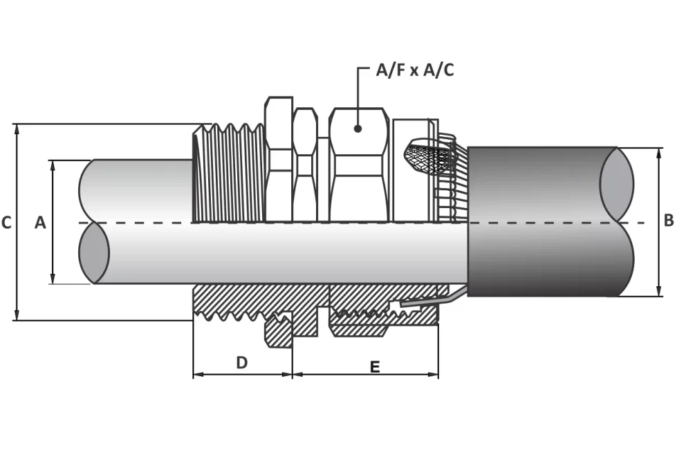 BW (2Part) Industrial Brass Cable Gland Kit — For Armoured Cable Specifications drawing