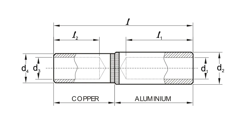 Bimetallic Cable Connector — Standard Cable Connector for Stranded Round Conductors Specifications drawing