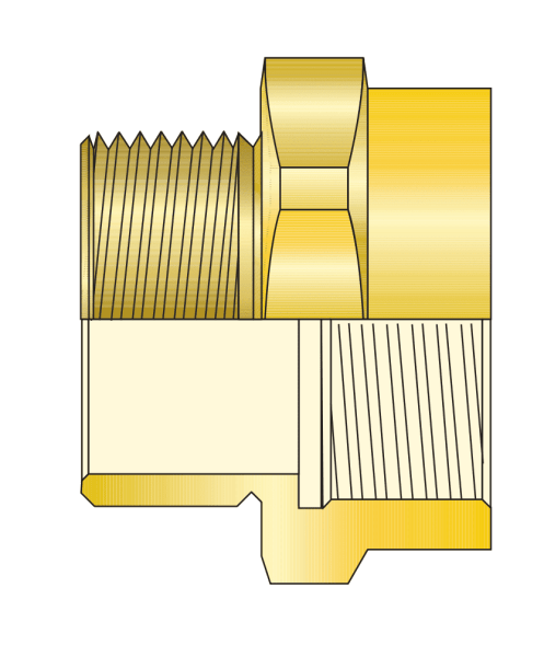 Brass Hex Adaptor — For Connection between Dis-Similar Thread