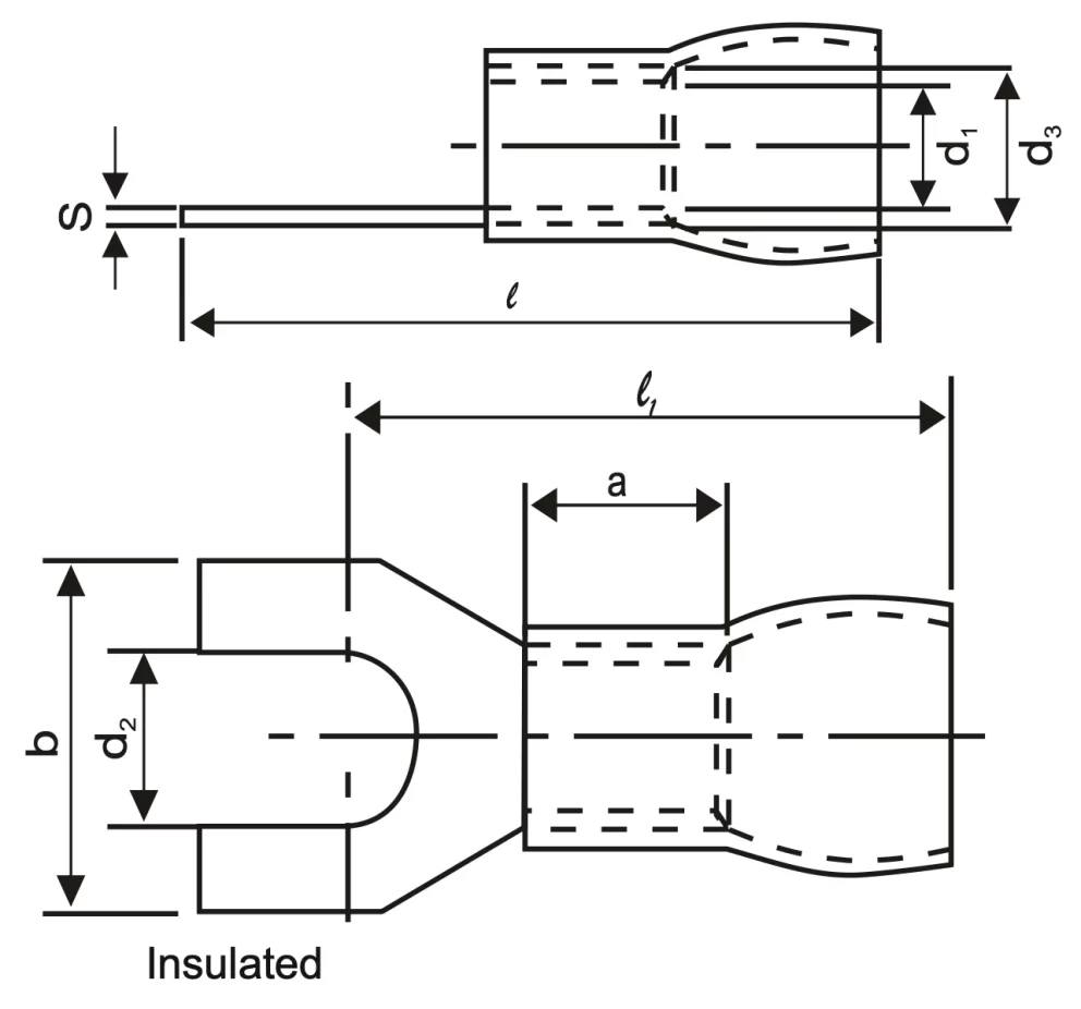 Fork Terminals | Non-Insulated & Insulated Insulated drawing