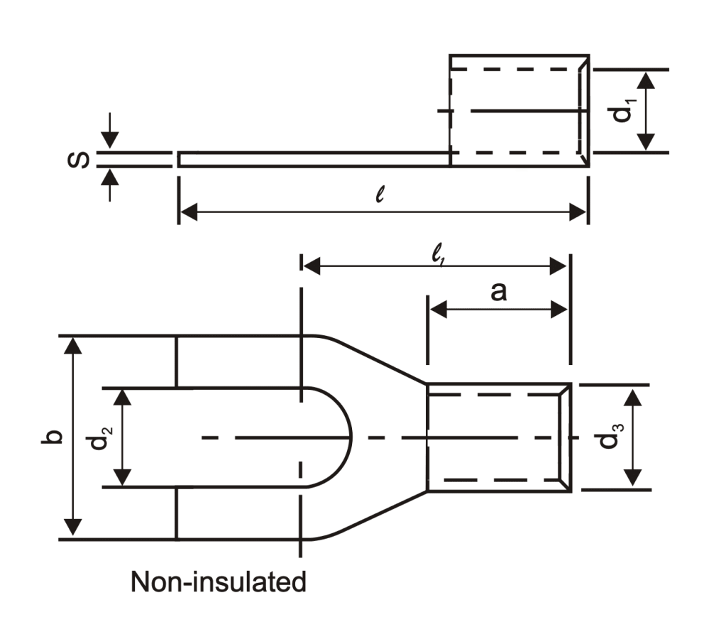 Fork Terminals | Non-Insulated & Insulated Non-Insulated drawing