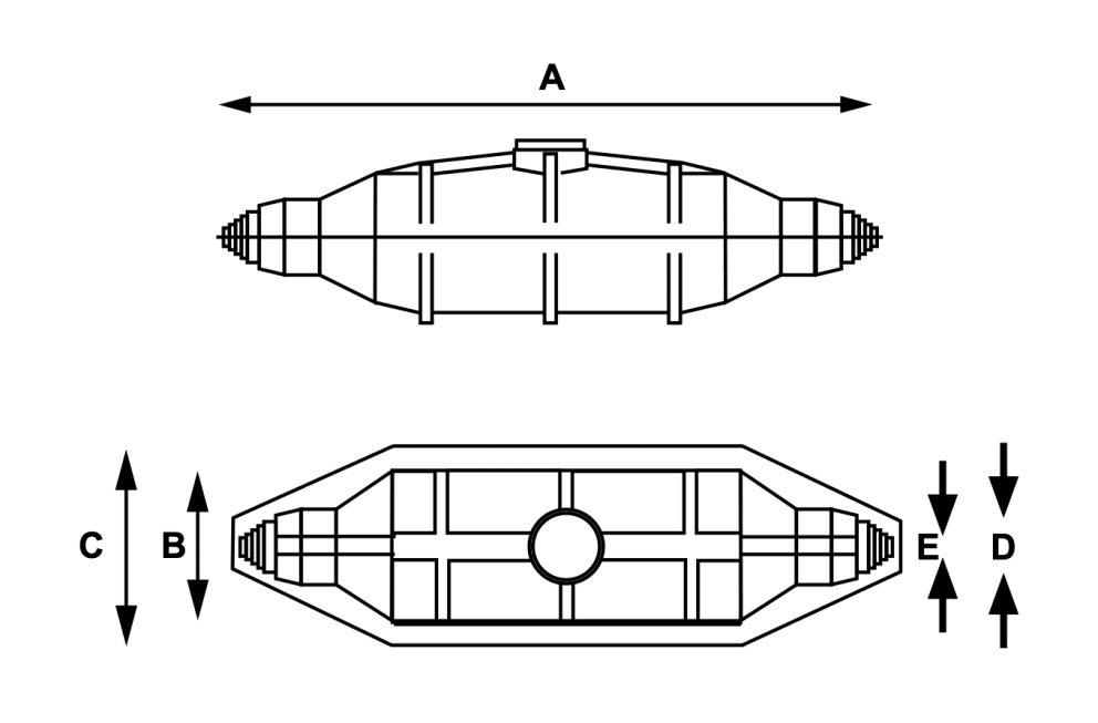 LV Joints, Resin Joints | LV Inline Resin Joints for Armoured Cables Straight (Dims) drawing