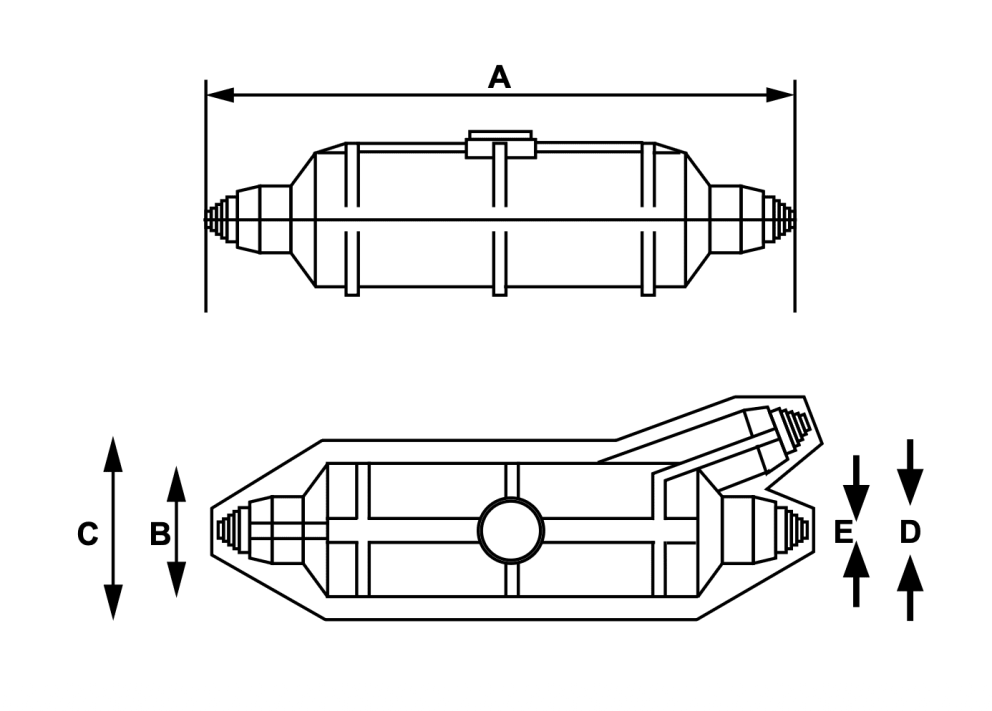LV Joints, Resin Joints | LV Inline Resin Joints for Armoured Cables Branch (Dims) drawing