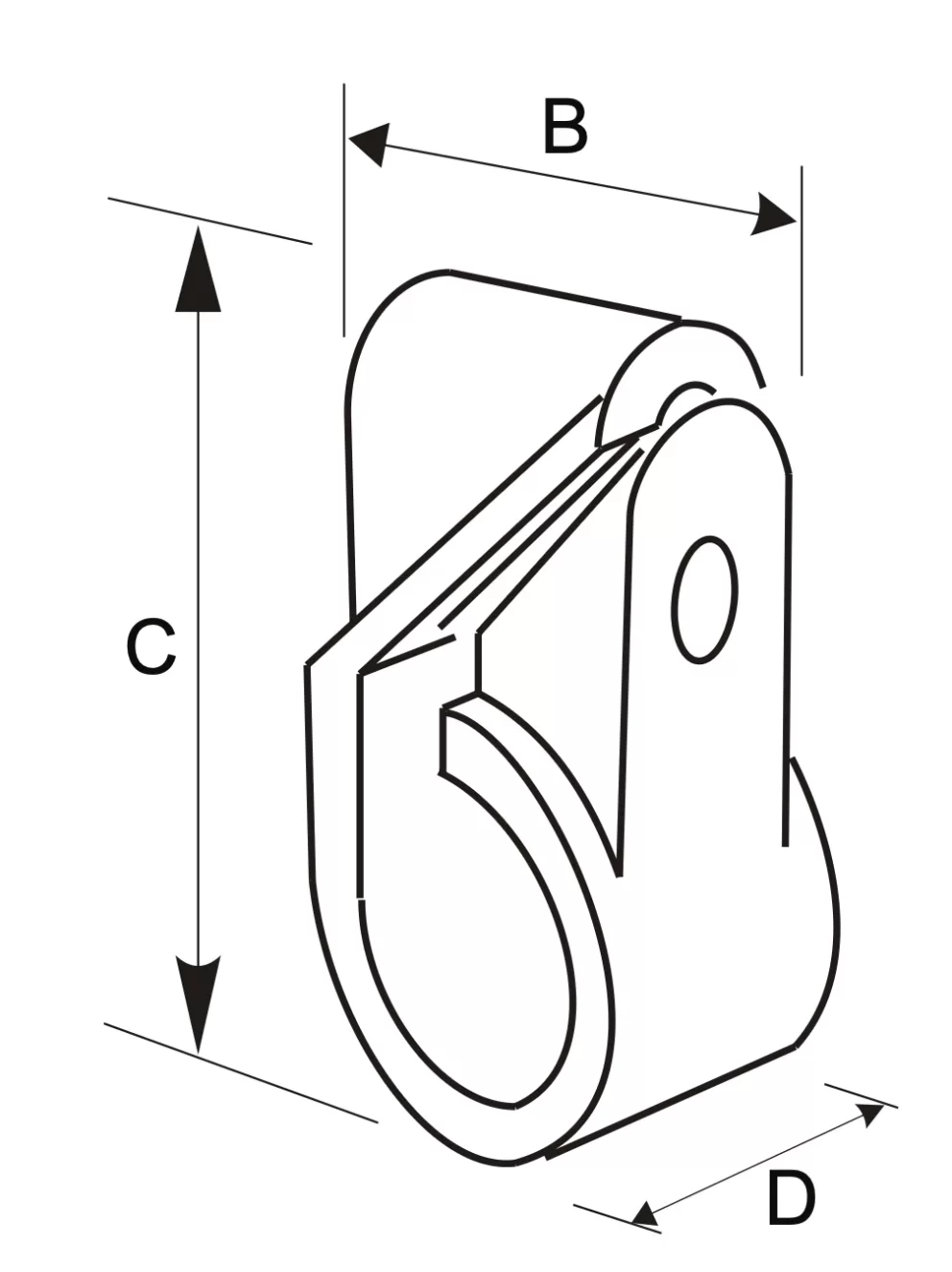 Polyamide Single Bolt Cable Cleat | For Single Cable Specifications drawing