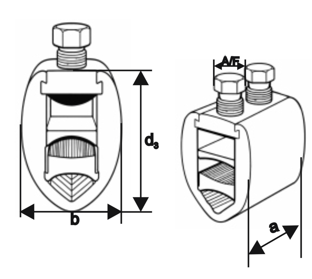 Shear Bolt LV Branch Connector Specifications drawing