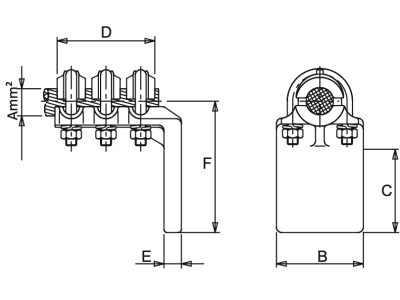 L Connector Al Conductor to Flatbar