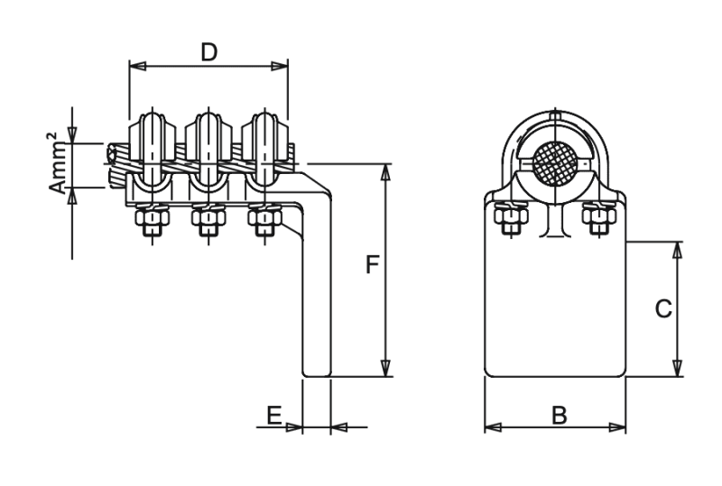 L Connector Al Conductor to Flatbar