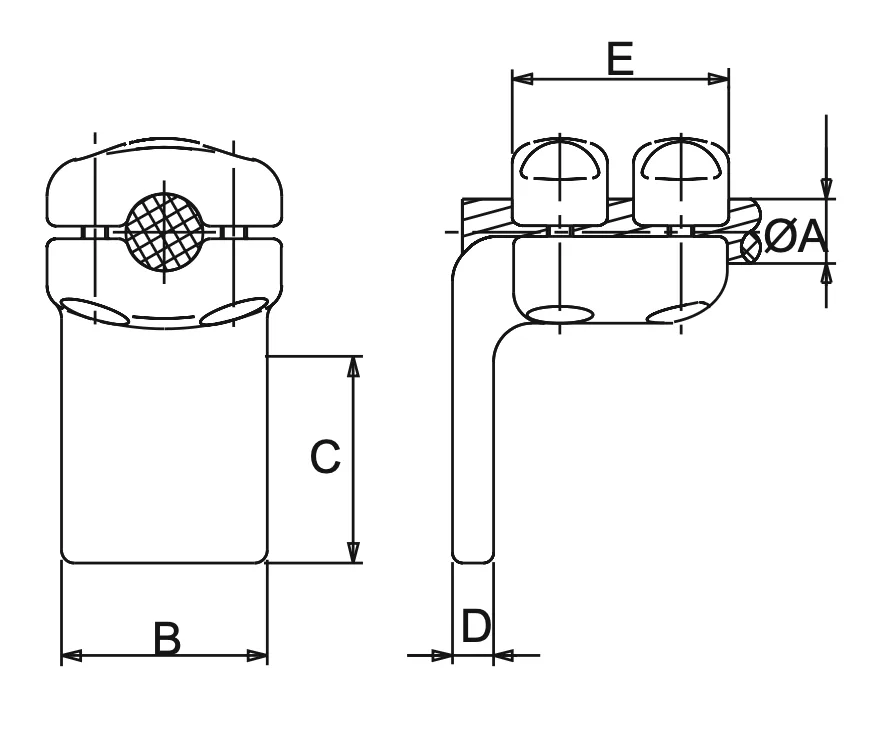 L Connector Stud to Flatbar Specifications drawing