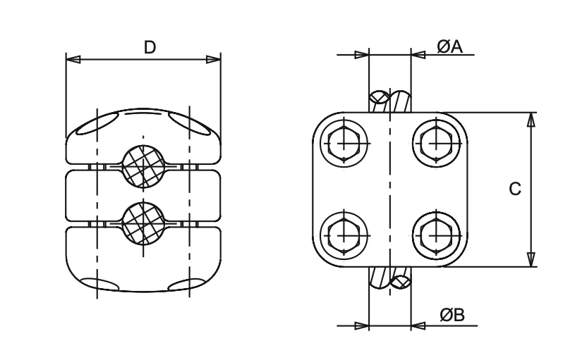 Parallel Groove Clamp for Parallel and Cross Conductor Parallel drawing