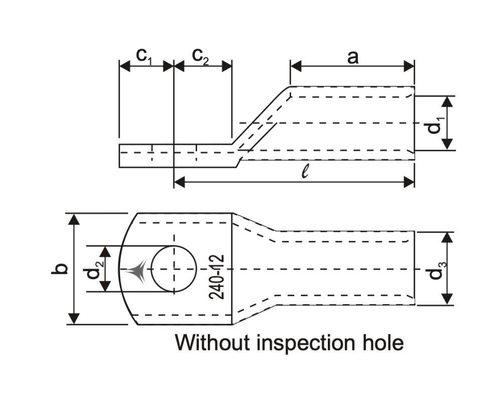 Standard Cable Lugs for Multi-Stranded Round / Sector-Shaped Conductors Specifications drawing