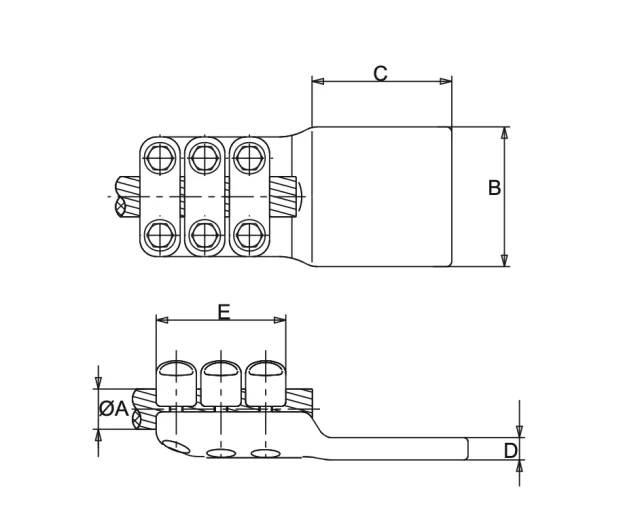 Straight Connector Al Conductor to Flatbar