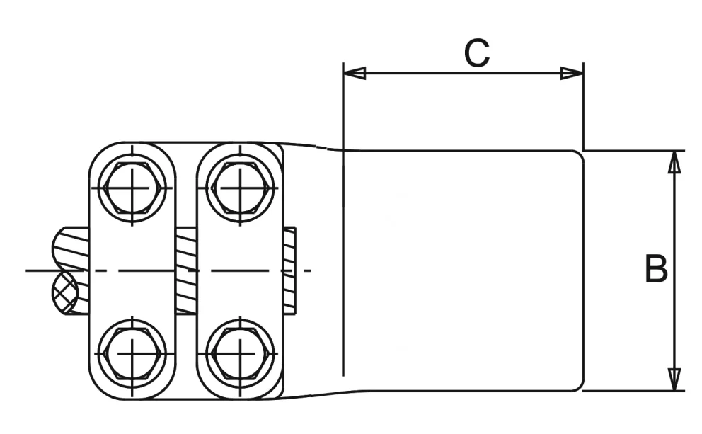 Straight Connector Al Conductor to Flatbar Type 2 drawing