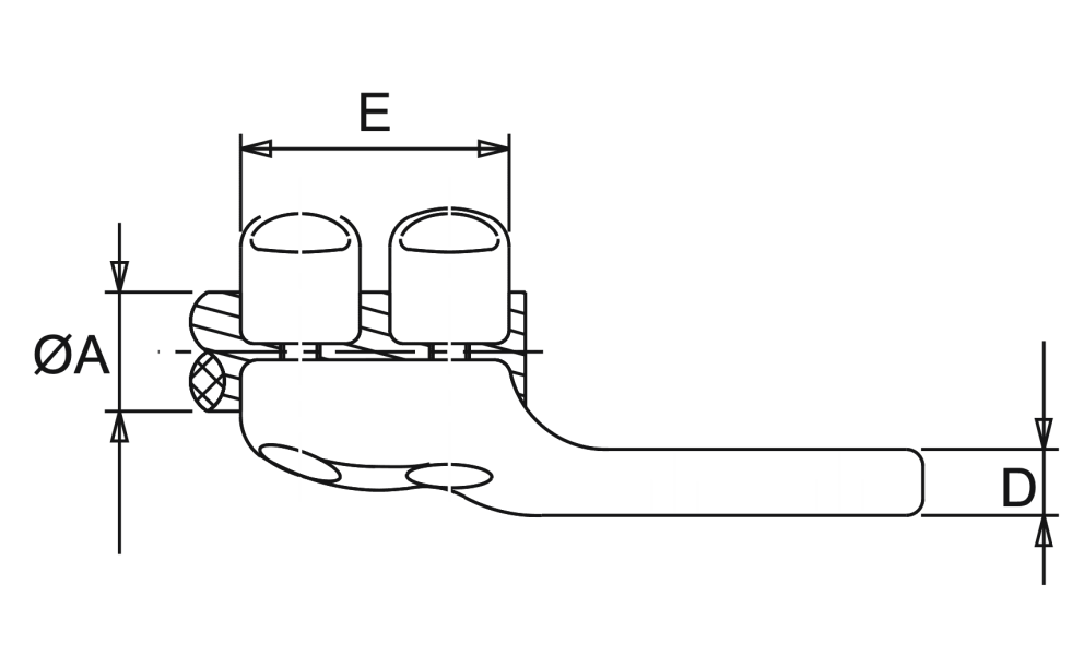 Straight Connector Al Conductor to Flatbar Type 2 drawing