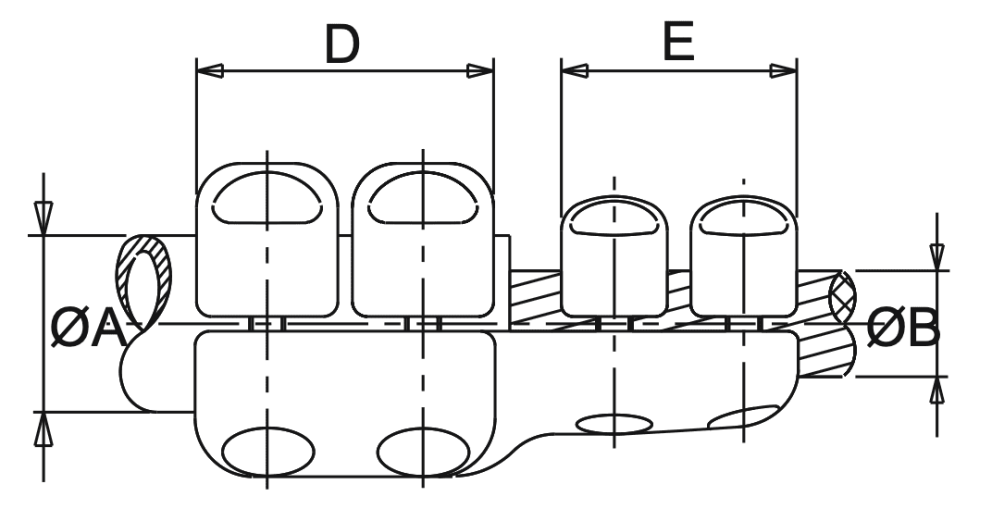 Straight Connector Al Tube to Al Conductor Specifications drawing