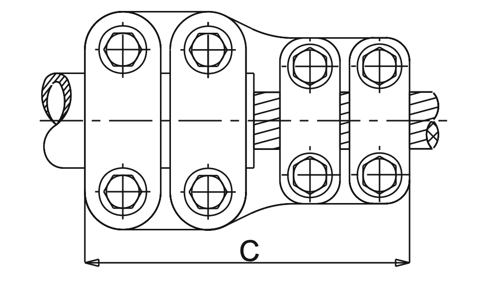 Straight Connector Al Tube to Al Conductor Specifications drawing
