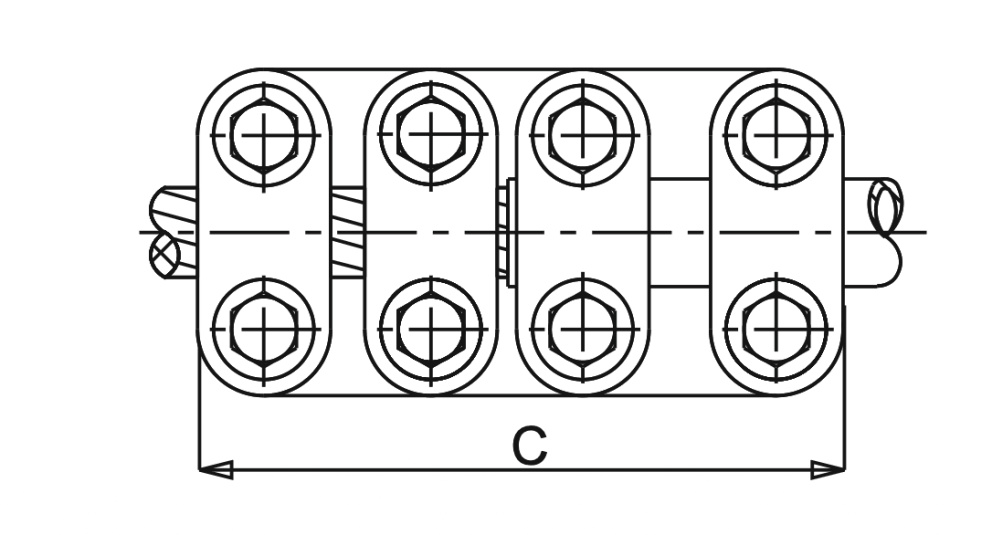 Straight Connector Al Tube to Al Conductor Specifications drawing
