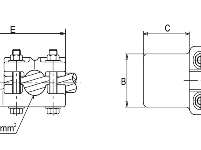 Straight Connector or TAP for Al Conductor to Al Flatbar